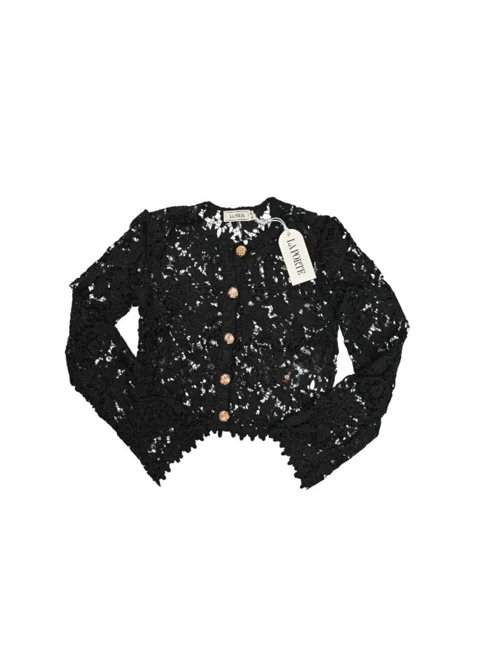 La Porte Coco Lace Cardigan in Black